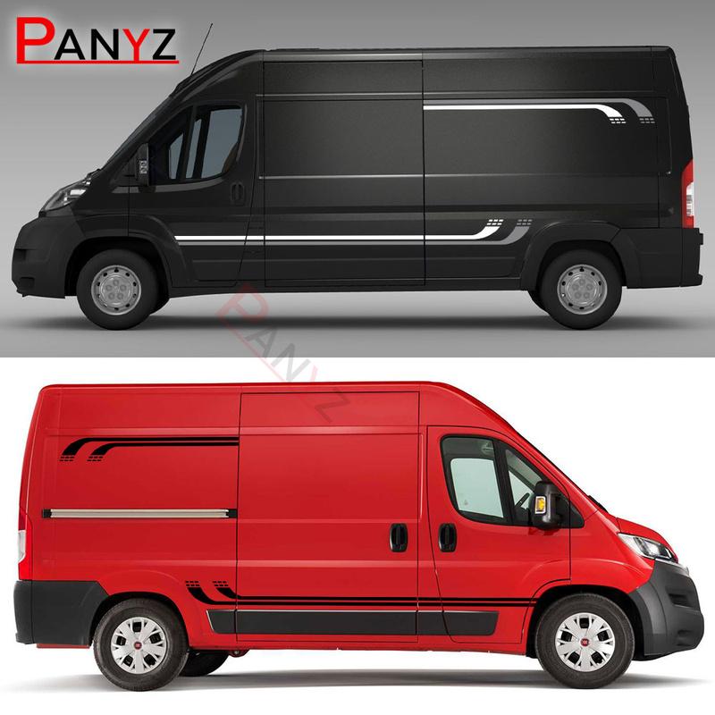 4Pcs/Lot Car Door Side Stickers Camper Van Graphics Decals For Fiat Ducato Peugeot Boxer Citroen Jumper Motorhome Accessories