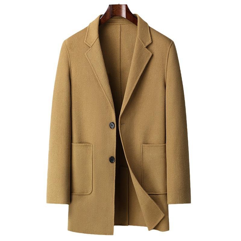 Cashmere Coat Men's Medium and Long Thickened Business Woolen Wool Slim Jacket