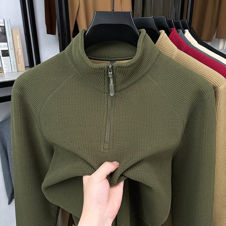 Woodpecker Men's Thick Velvet Fleece Hoodie with Half-Zip and Stand Collar for Autumn/Winter 2025