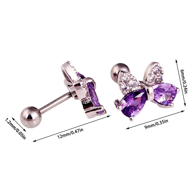 Purple Zircon Stud Earrings For Women Delicate Piercing Accessories For Everyday Wear Delicate Girl Earrings
