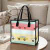 Cute Cartoon Car Print Tote Bag Casual Portable Daily Carry Handbag