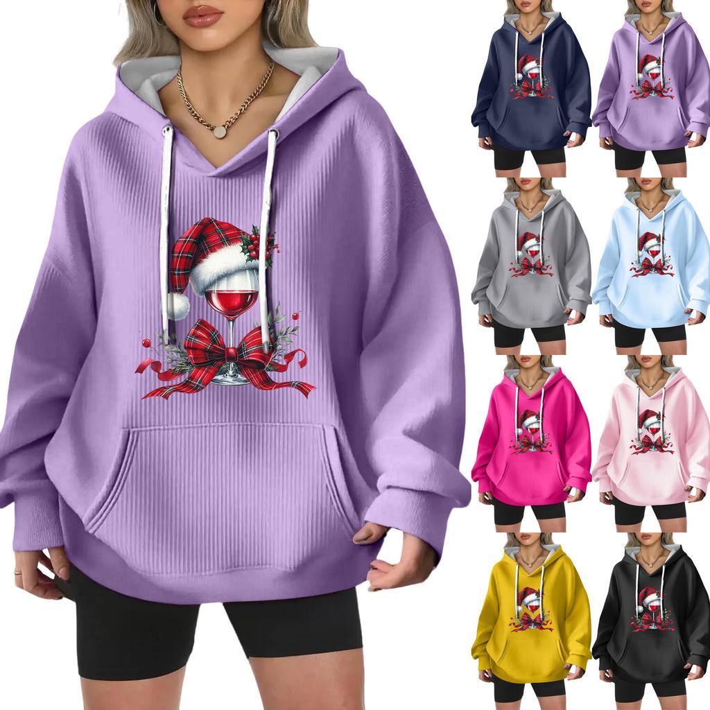 Women's Fashion Casual Christmas Angel Print Pullover Long-Sleeve Sweatshirt