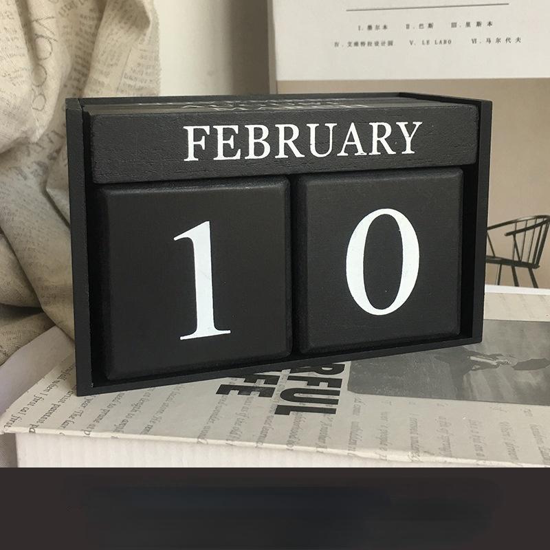 1PC Vintage Wooden Perpetual Desk Calendar Block Planner Permanent Desktop Organizer DIY Agenda.