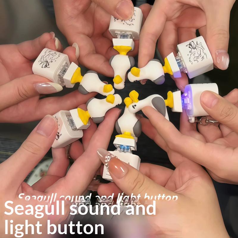 Seagull Mine USB Clicky Keyboard Fidget Button Keychain LED Sound Stress Relief Sensory Toy for Teens Birthday Gift