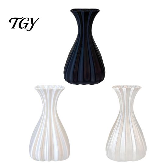 Chique Tafellamp voor Kantoor Decoratie 3D Geprinte Geribbelde Gebogen Vaas, Minimalistische Moderne Decoratieve Bloemen Levendige Kunstplant Houder Sculptuur