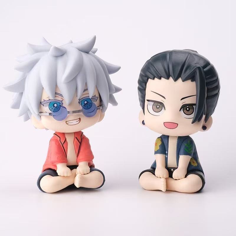 

Anime Jujutsu Kaisen Gojo Satoru Cute Figure Geto Suguru Model Toy Hawaii Vacation Sitting Posture Figurine Girl Collect Gifts