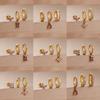 3PCS/Set Purple Zircon Hoop Earrings For Women Simple Stainless Steel Gold Plated Pendant Ear Piercing Earring Wedding Jewelry