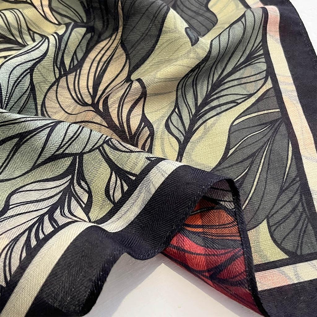 Square Neck Scarf for Women Neckerchief Wraps Autumn Spring Keep Warm Hijab Soft Cotton Feel Foulard Bandana Female Headscarf