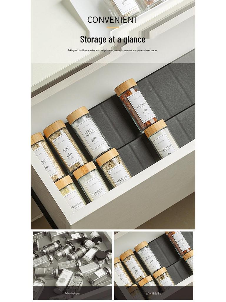 Compact Stackable Spice Rack - Tiered Kitchen Seasoning Organizer with PP Material Drawer
