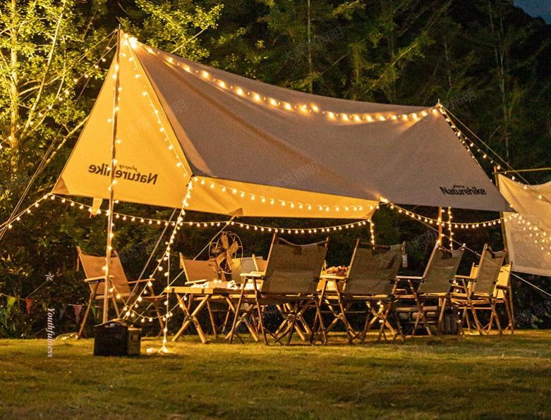 Frosted Bubble Ball, Star, and Cherry Blossom String Lights for Outdoor Camping Tent Decor