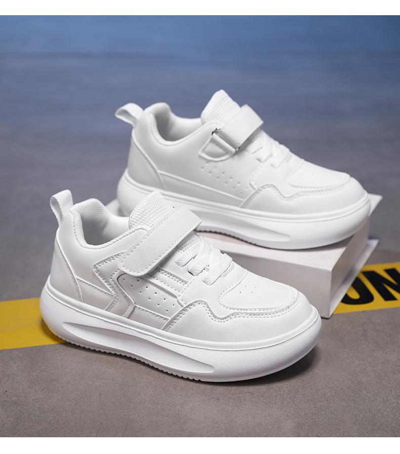 Boys' 2024 White Breathable Campus Sneakers - Casual Autumn Sports Shoes for Kids