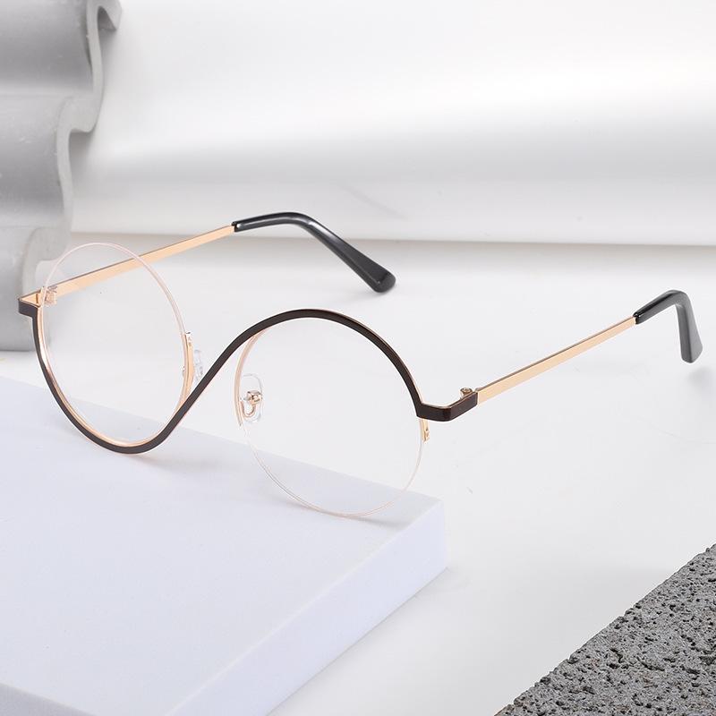 New Fashion Women'S Metal Small Frame Round Glasses Men'S Anti Blue Light Protection Eyeglasses Retro Anti-Radiation Eyewear
