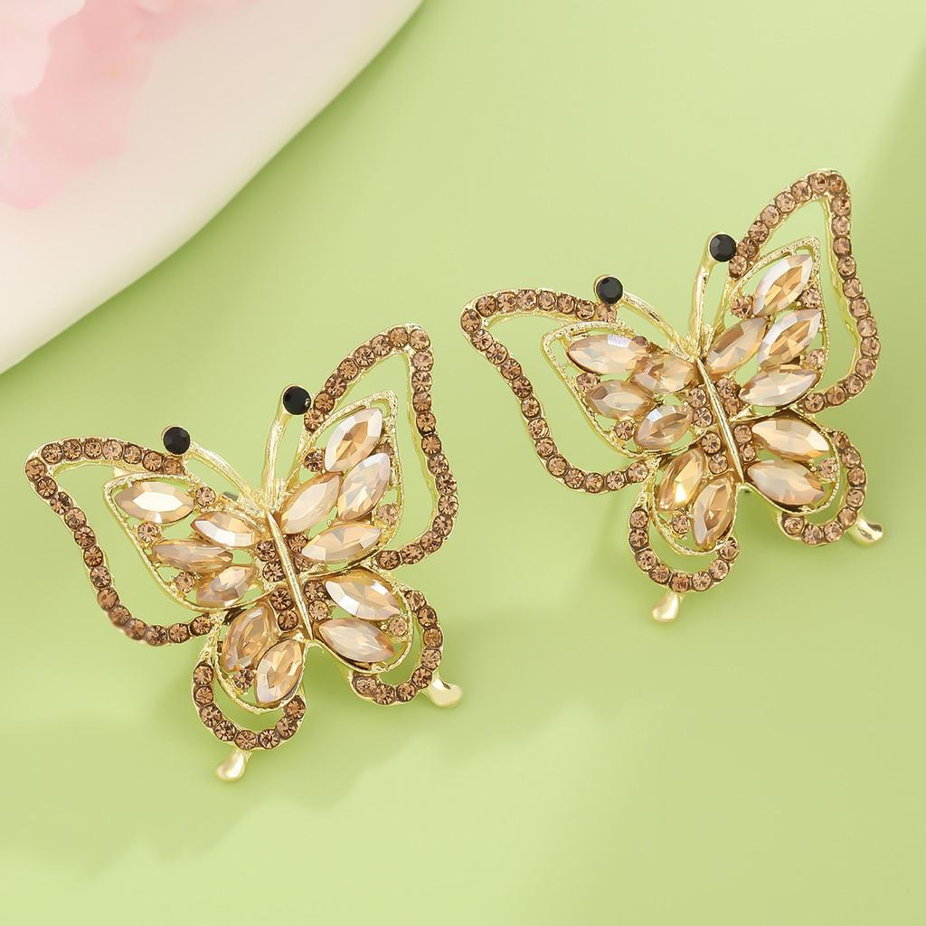 Korean Style Fashion Butterfly Jewelry With Dazzling Rhinestones For Casual Wear