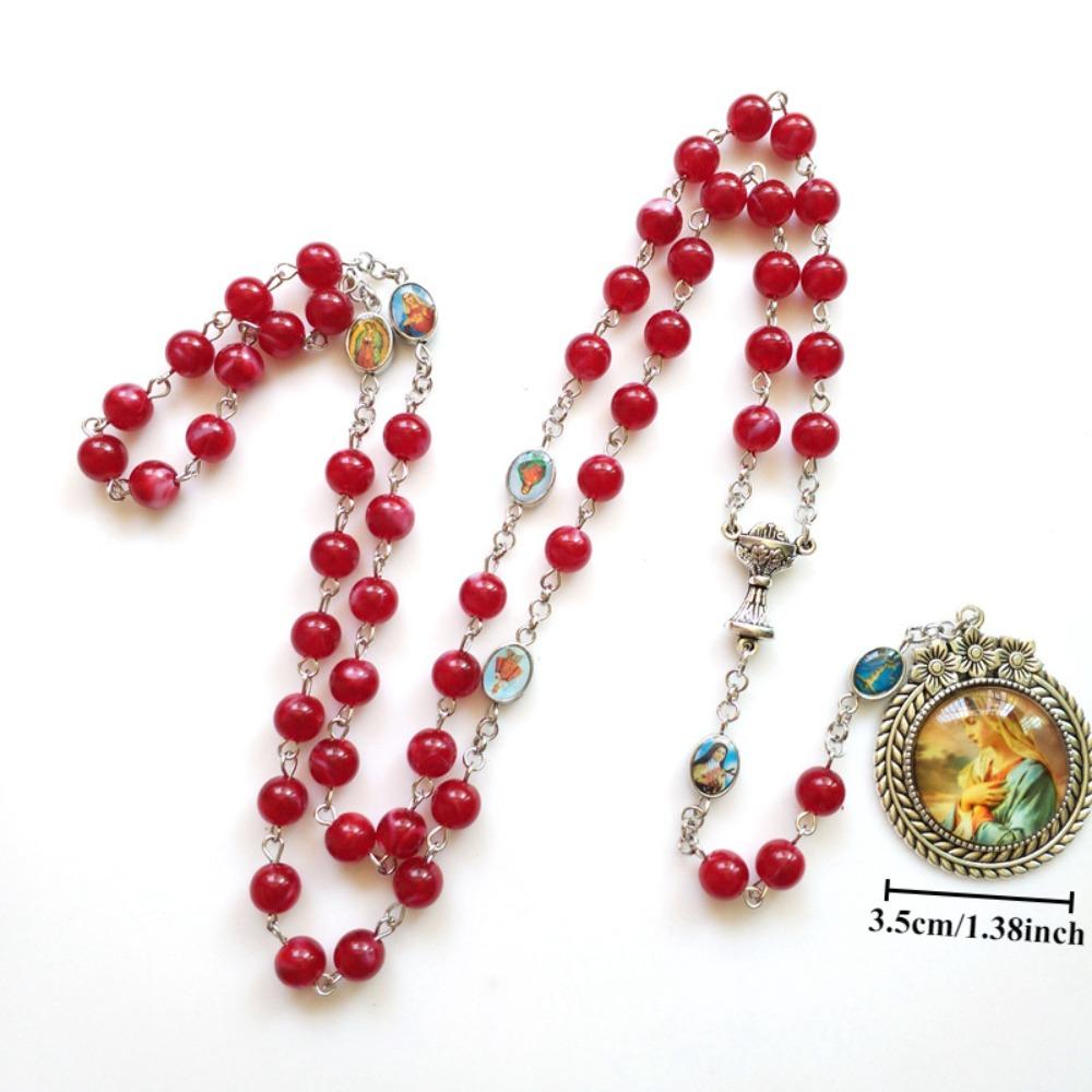 Catholic Rosary Mary Blessing Rosary Prayer Necklace with Pendant amulet virgin Mary for Cross Pendant Rosary Necklace