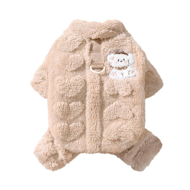 Four-Legged Fleece Sweater for Small Dogs - Thick, Warm, Leash-Compatible Autumn/Winter Wear for Teddy, Bichon, Schnauzer
