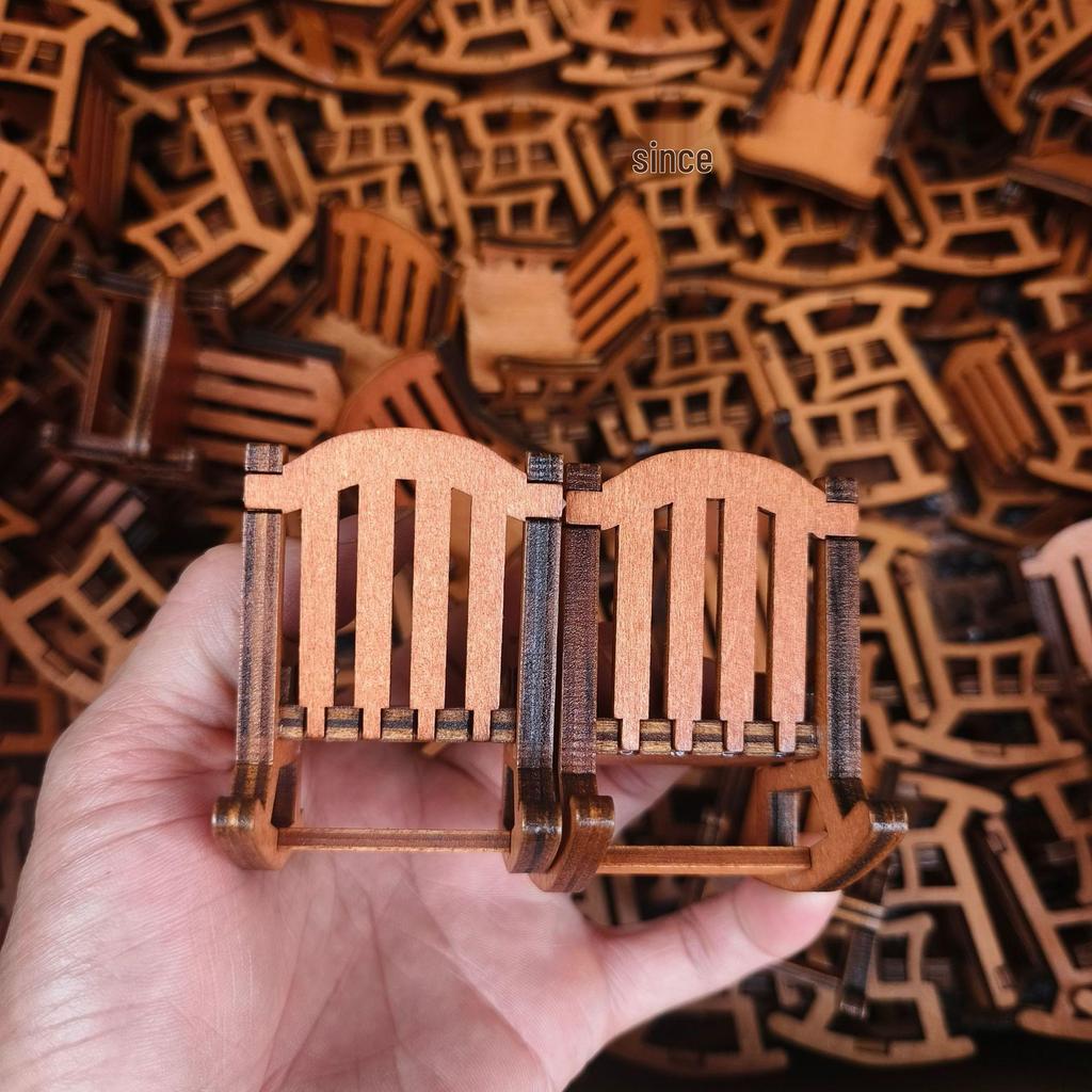 Handgefertigtes Miniatur-Holzfrosch-Schaukelstuhl-Ornament - DIY Dekorationszubehör