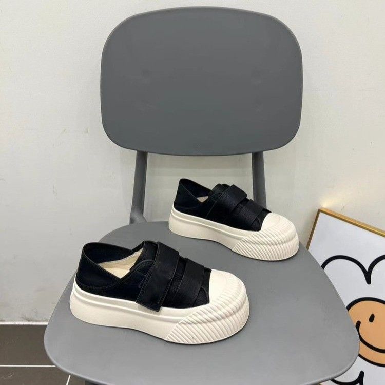 

Женские туфли на толстой подошве на липучках, с круглым носком, универсальные, с мягкой подошвой, удобные, маленькие белые туфли, обувь для скейтборда 40