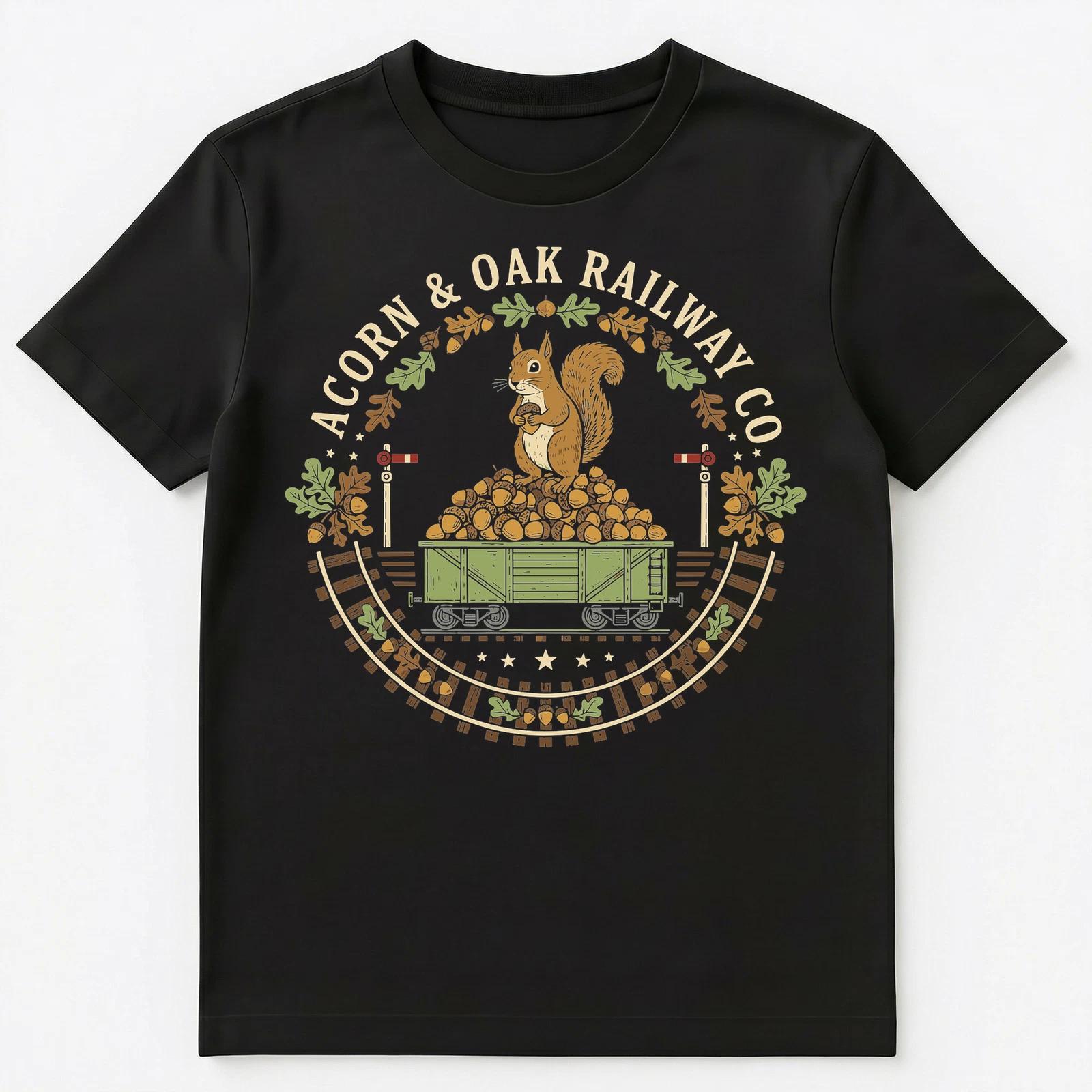 Squirrel Enthusiast Acorn Hauling Railway Company Unisex T-Shirt L