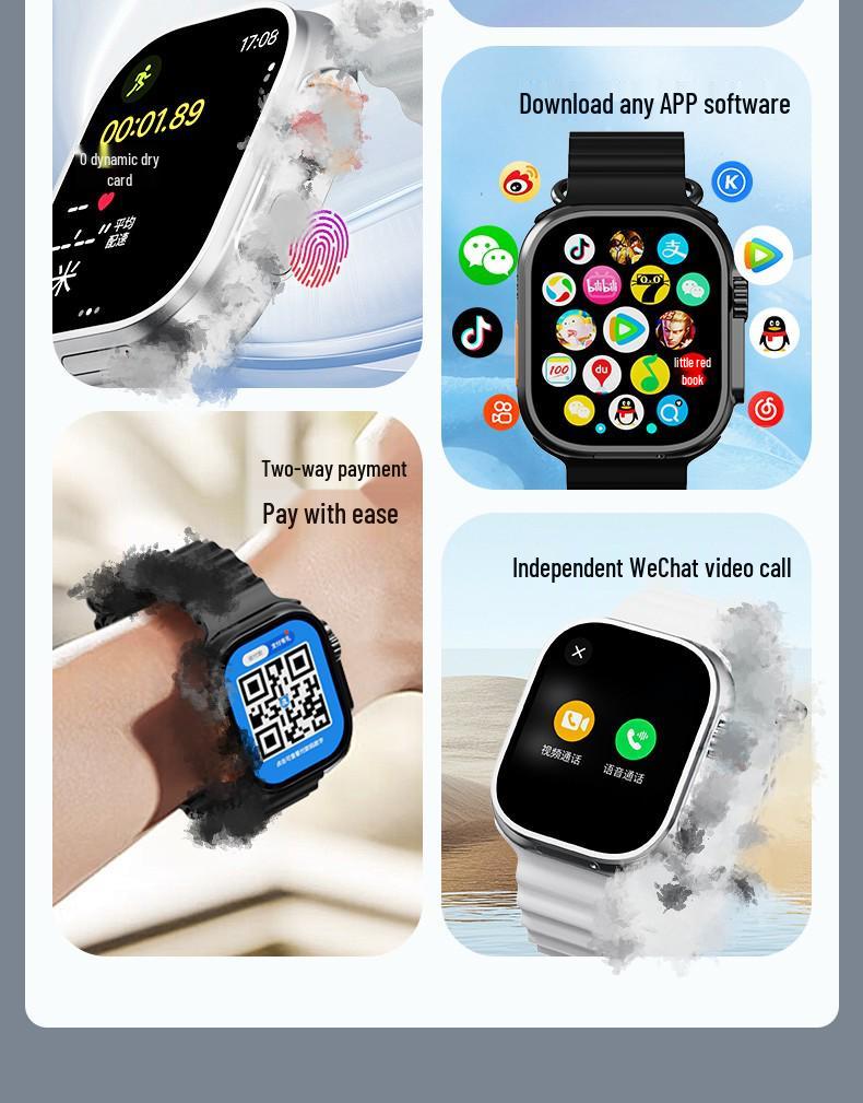 YU9 Smartwatch with WiFi 6, SIM Card, Fingerprint Unlock, Phone Features & Morse Code Xiao Su Mi System