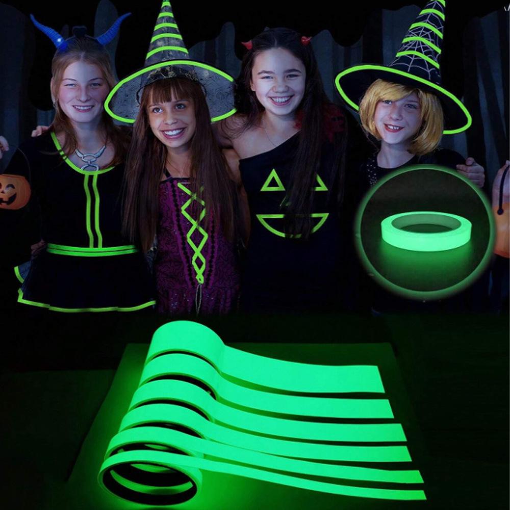 1 Roll Green Fluorescent Luminous Tape, Stair Step Fire Warning Sticker, Stage Anti-Collision U-Shaped Groove Door Seam Self-Adhesive Safety Strip