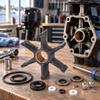 Neoprene Outboard Motor Water Pump Impeller with Keyed Brass Sleeve, Six Radially Arranged Blades and Reference Numbers 379475 and 777130