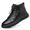 Sale Winter Velvet Leather Boots Medium Top Men'S High Top Men'S Shoes Genuine Leather Martin Boots Shoes Men'S Short Boots Tooling Style