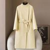 2026 Spring Alpaca Double-Faced Wool Plus Size Women's Long Belted Coat