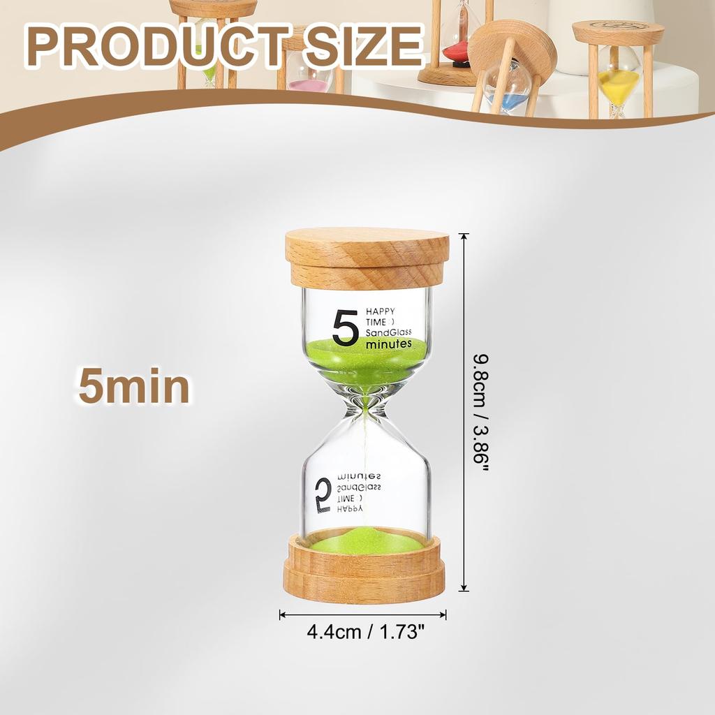 PATIKIL 5-Minute Hourglass Wooden, Decorative High Glass Green for Living Room Kitchen Home Office Restaurant