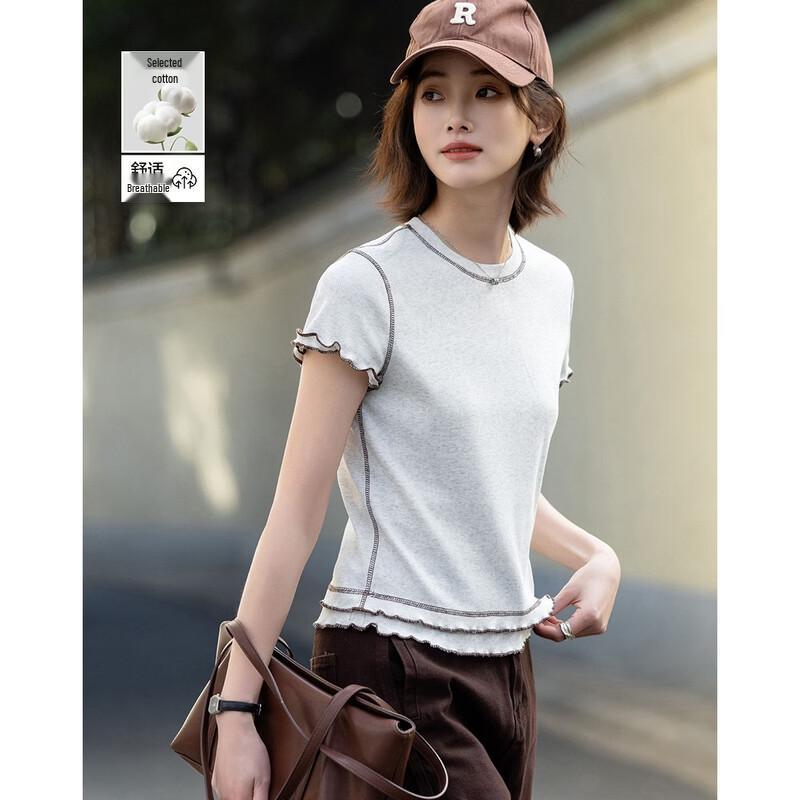 Demana Cloud Cotton Color Block Short Sleeve T-Shirt M