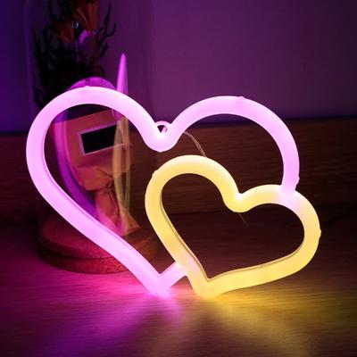 Neon Sign LED Dual Sided Heart Star Shaped Romantic Neon Light Home Living Room Bedroom Decoration for Birthday Valentine's Day Christmas Wedding