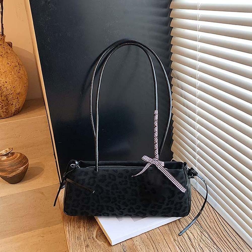 Large Capacity Leopard Print Underarm Bags Sweet PU Shoulder Bag French Stick Handbag School