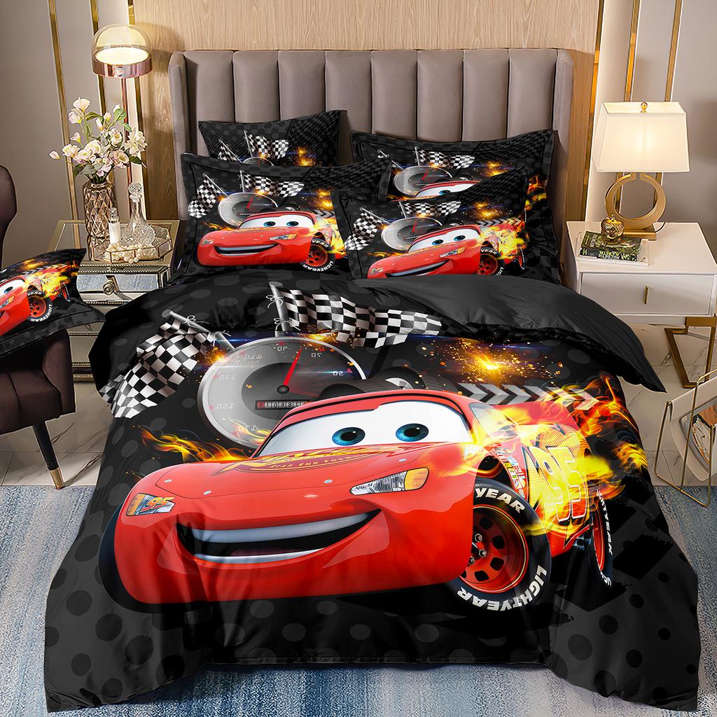 Cars Lightning McQueen Bedding SetsTeenagers boys 3D Print Duvet Cover and Pillowcases Children Quilt Cover Red Cars motifs