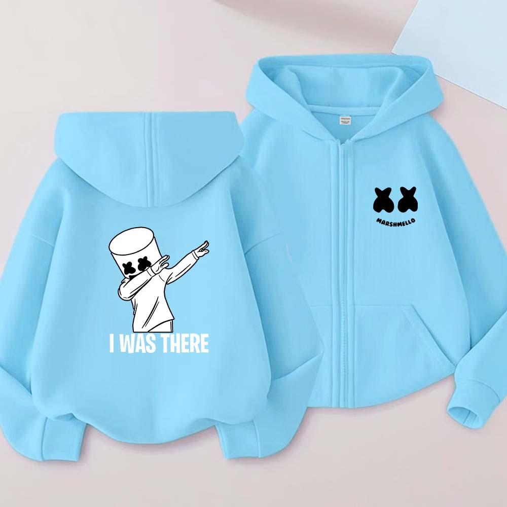 DJ Marshmello Print Kids Spring Autumn Pullover Zipper Hooded Sweatshirts 2-13 Years Boys Girls Fashion Casual Top Clothing