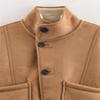 Cross-border foreign trade women's clothing winter new European and American style fashion stand-up collar double-sided thermal jacket