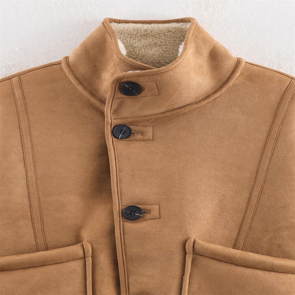 Cross-border foreign trade women's clothing winter new European and American style fashion stand-up collar double-sided thermal jacket