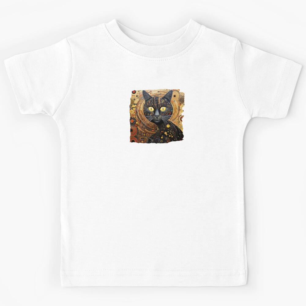 Semi Abstract Black Cat Kids T-Shirt 130