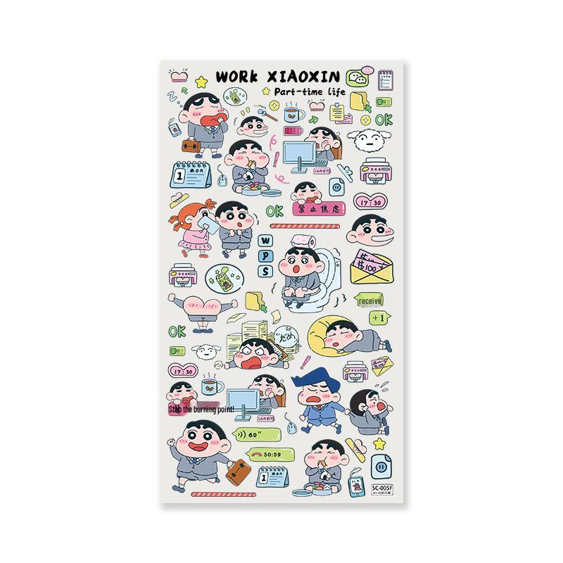 

SKY Large Crayon Shin-chan Work Diary Embossed Stickers - Waterproof Decorative for Devices