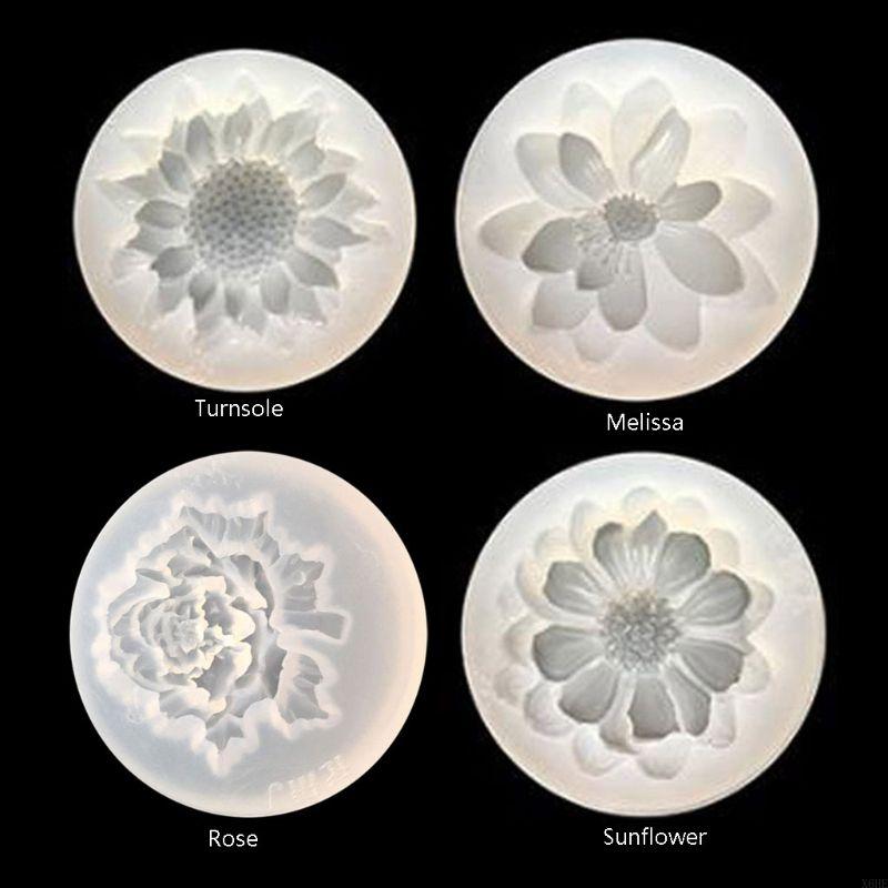 

4Pcs/set DIY Flower Silicone Molds Epoxy Resin Camellia Sunflower Rose Flower Jewlery Making Tools Cake Baking Mold белый