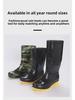 Free Shipping: Men's High-Top Rain Boots, Warm Mesh, Non-Slip, Wear-Resistant, Construction-Grade, Long Tube Rubber Water Shoes.