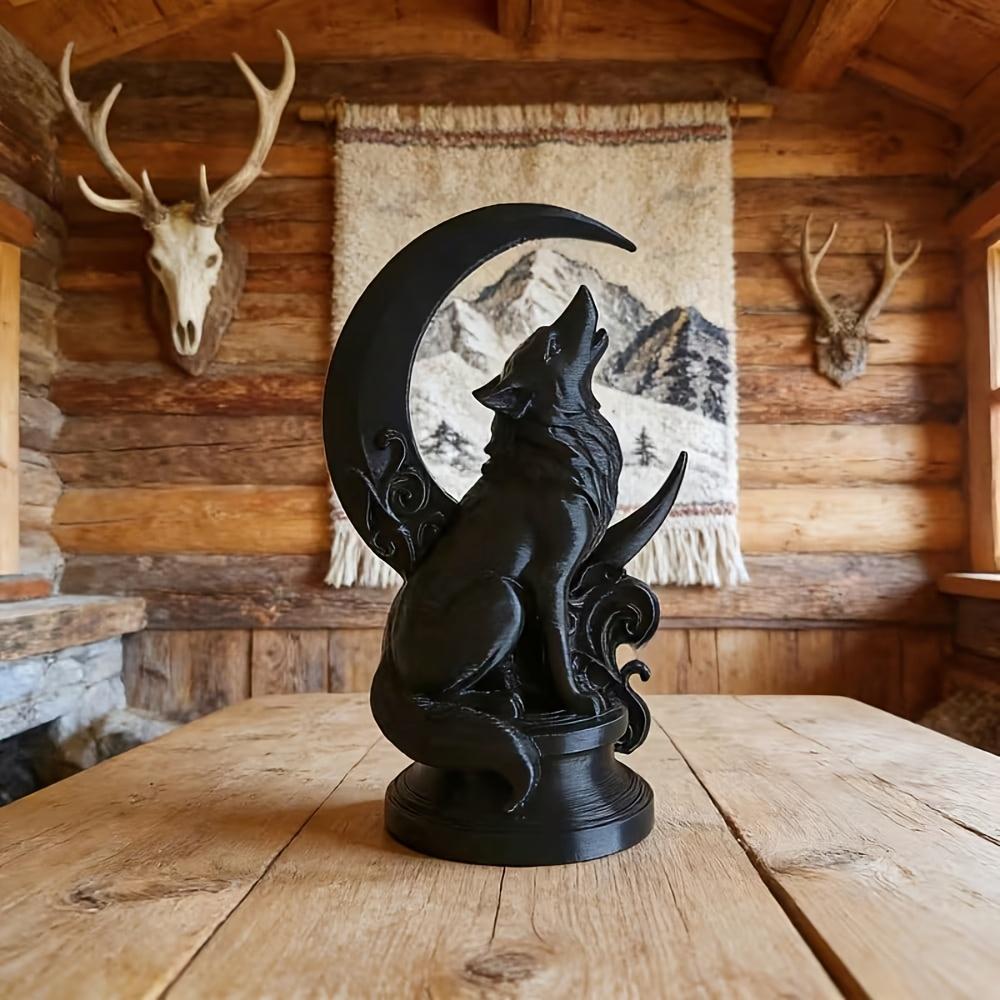

Moon Wolf Totem Ornament, Cool Silhouette Surrounded By A New Moon, Perfect for Living Rooms, Study Rooms, Offices, Etc чёрный