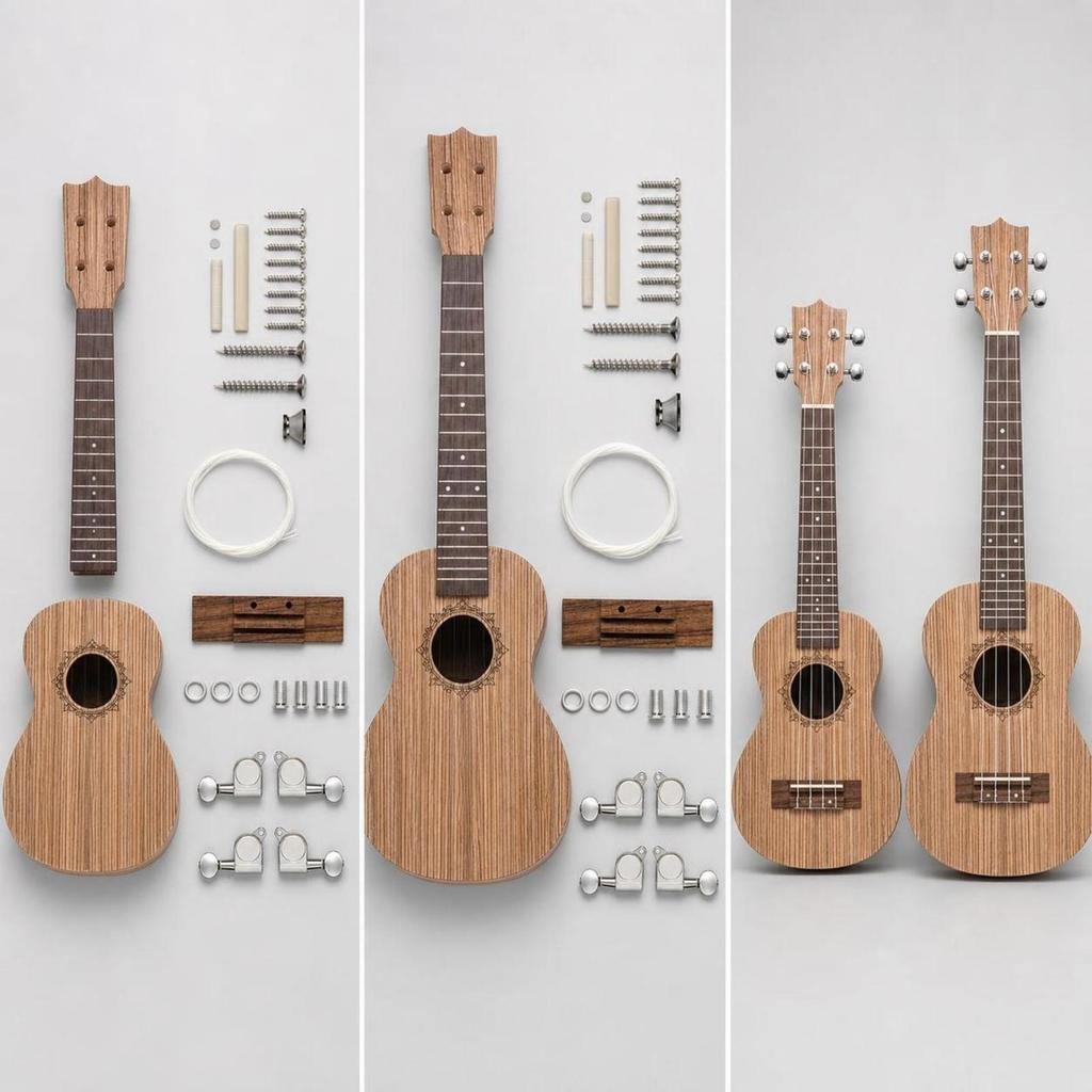 Omonterad DIY Ukulelesats Anpassningsbar Bygg Din Egen Akustiska