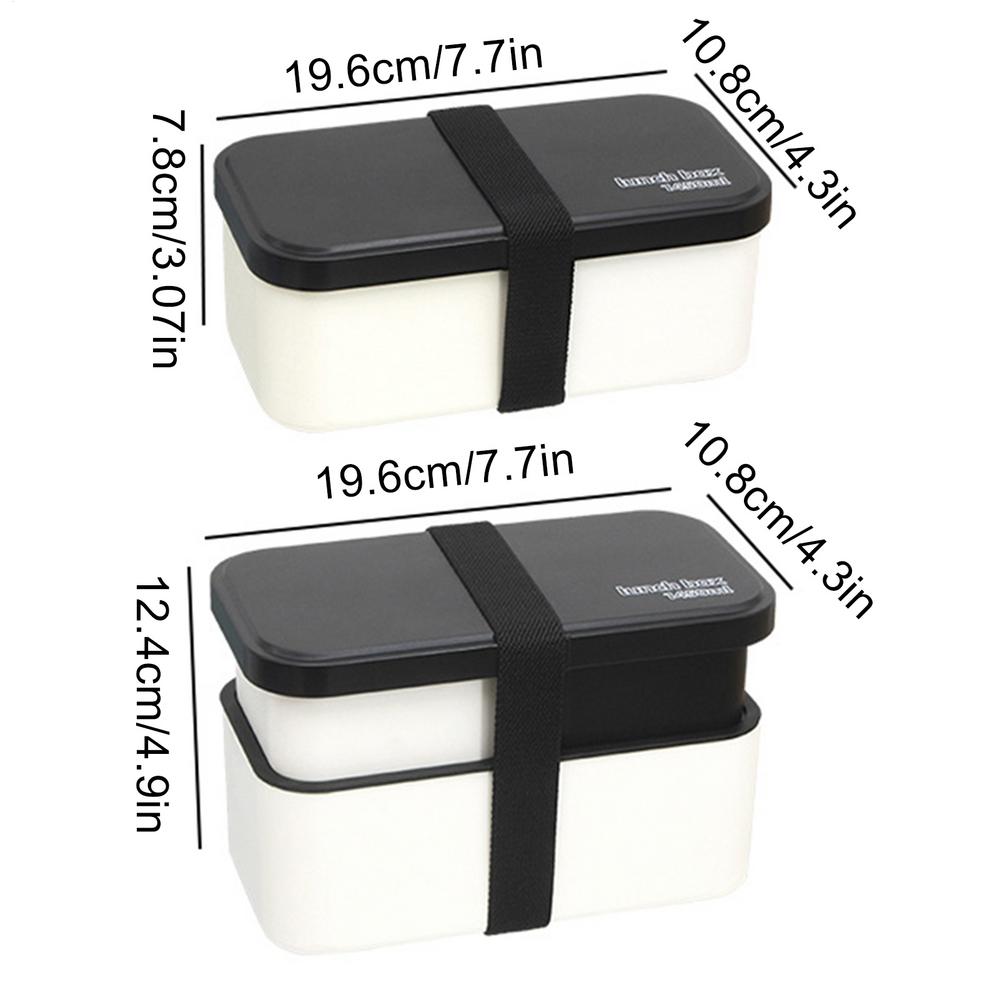

Lunch Box For Adults 1450ml Dishwasher Safe Bowl 2-TierFood Container With Removable Utensil Set And Sealing Strap For Work чёрный