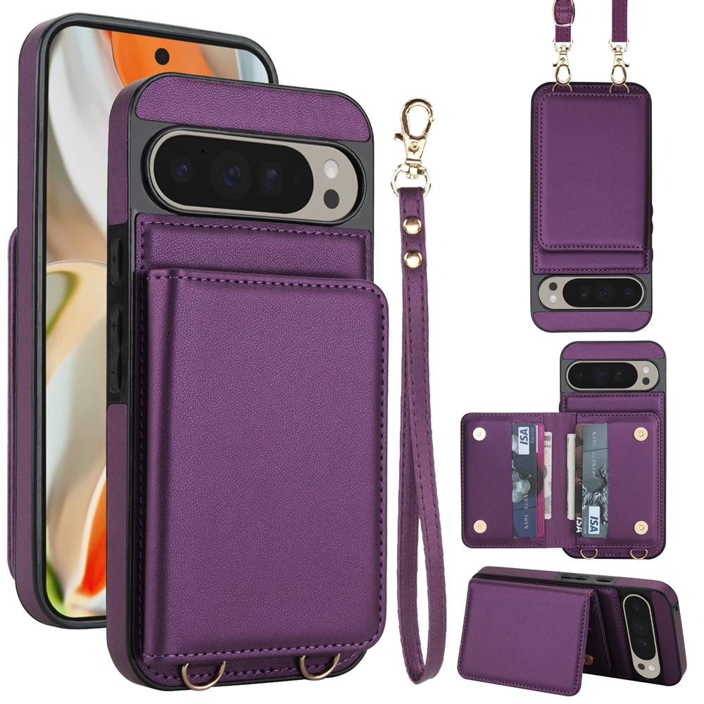 Case For Phone Yulin-003 Crossbody Leren Portemonnee Hoesje Voor Google Pixel 9Pro Xl 9A 8A 6A 8Pro 8 9 Telefoonhoesje Standaard Telefoonhoesje Kaart Contant Geld Houder Riem