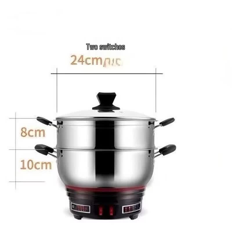 Wutuo 304 Stainless Steel Multi-Function Electric Cooking Pot with Dual Steamer