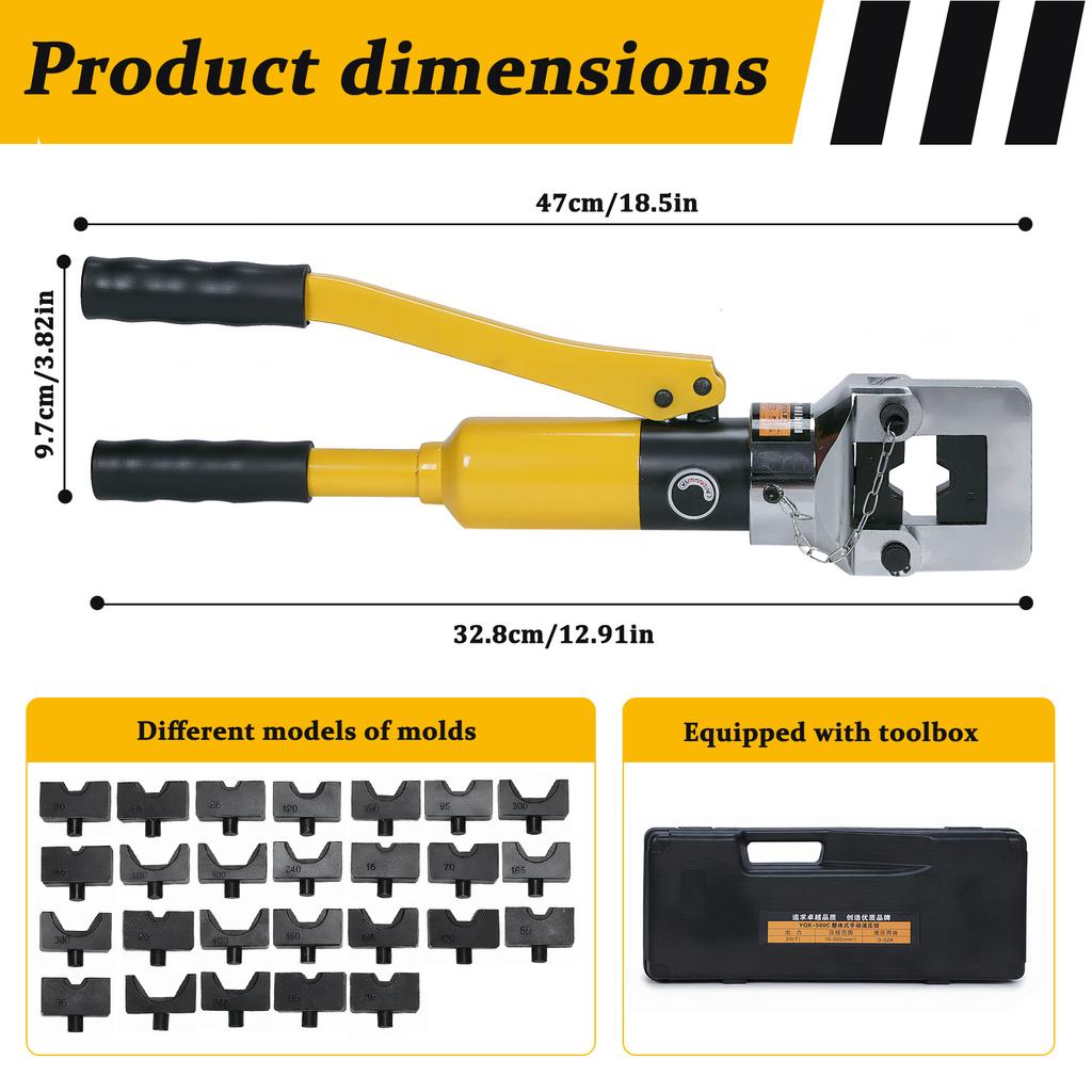 YQK-30/YQK-240 Integral Hydraulic Plier with Toolbox Convenient Cable Crimping Pliers Thicken for Repair/Industrial/Electrical