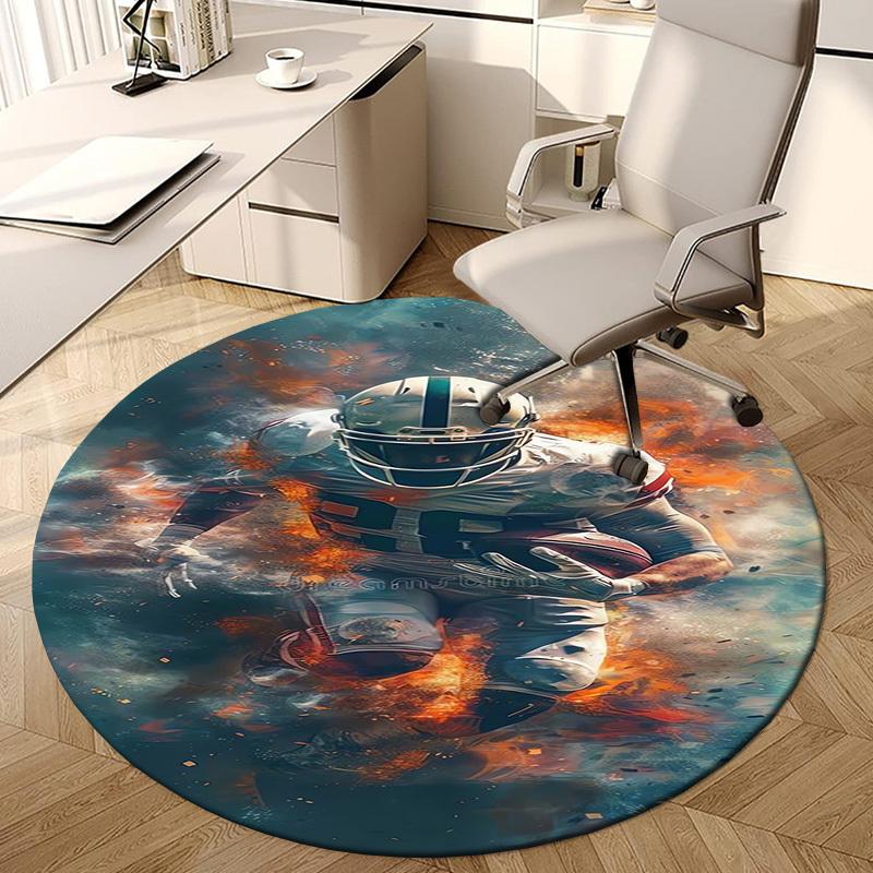 

1pc Football Player in Action Round carpet, Perfect for Decorating Chairs, Living Rooms, Or Bedrooms, for Living Room.138 80cm by 80cm