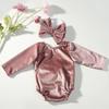 Infant Girl Photoshoots Romper with Large Back Bowknot and Matching Headwear Set Newborns Photography Jumpsuit