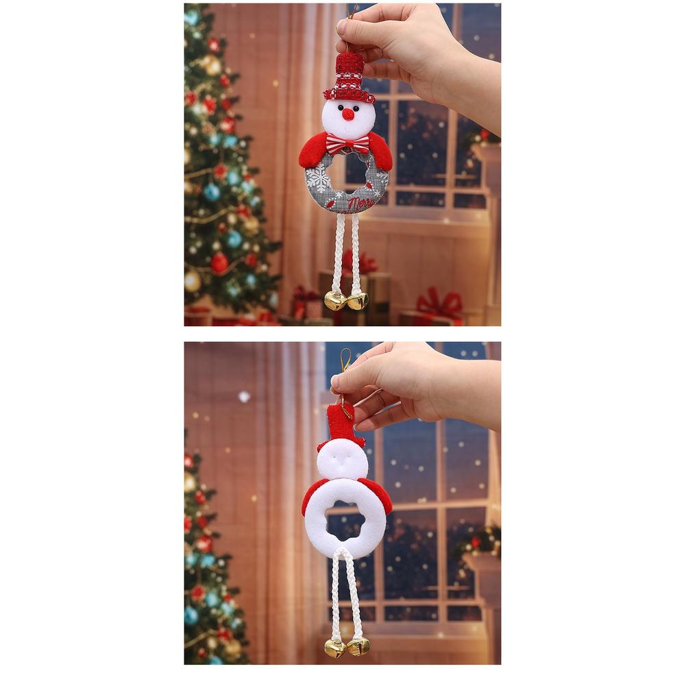 Christmas Tree Hanging Ornaments Set of 4 with Bells Featuring Delicate Hollow Out Santa Snowman Reindeer Bear for Holiday Decor