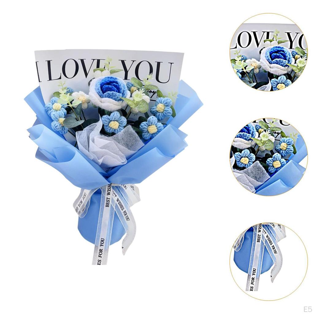 Artificial Flower Bouquet Crochet Design for Holiday Table Centerpiece Gift From Kids