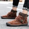 Spring and Autumn New Men's Mid Top Boots Retro Short Boots Handmade Velcro Men's Boots Large Shoes High Quality Shoes Men